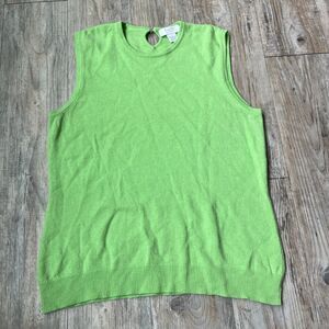 Marshall Fields Cashmere Sweater Vest Sleeveless Top Women's Large Green Pearl